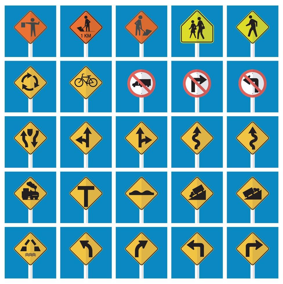 establecer señales de tráfico, prohibición, advertencia círculo rojo símbolo conjunto de señales vector
