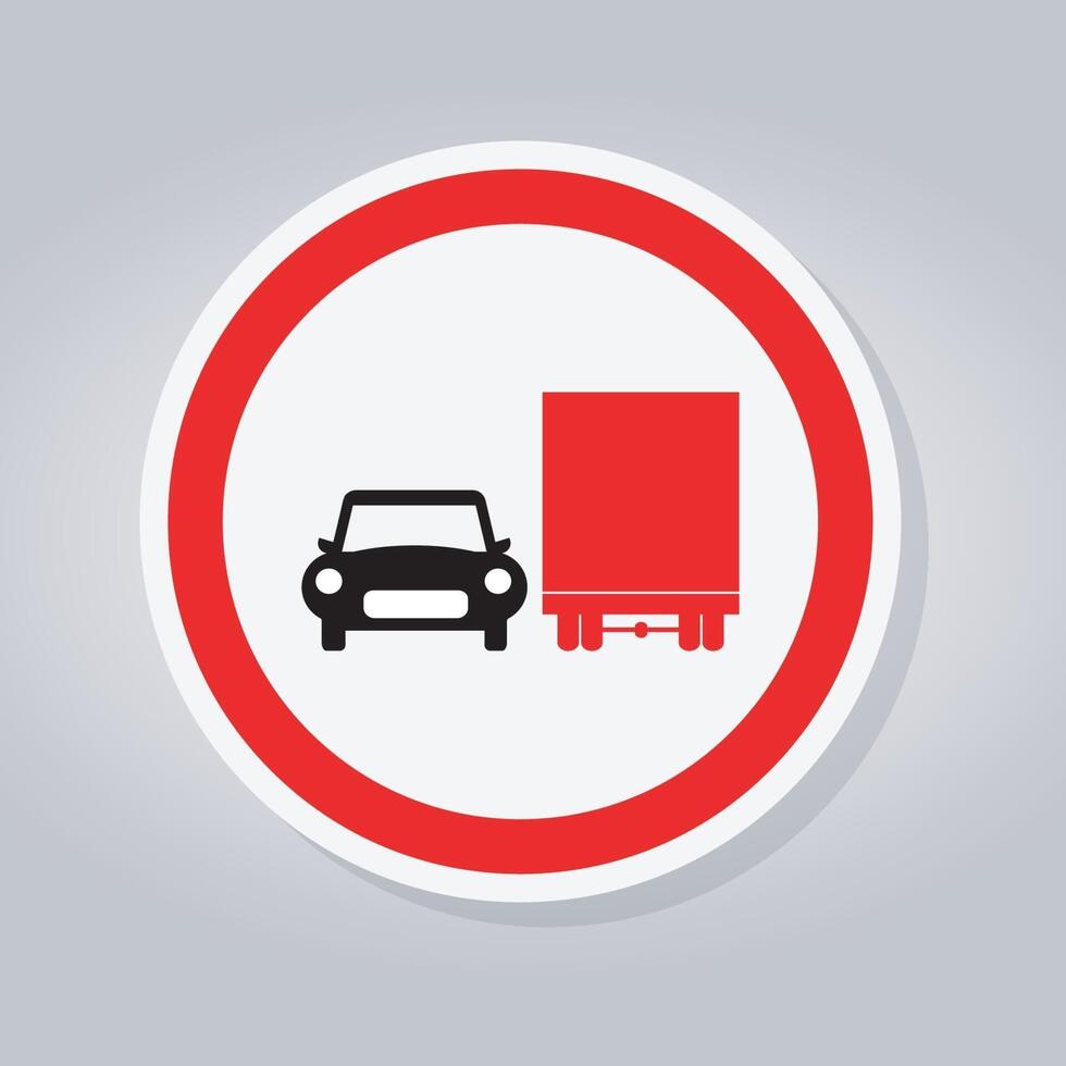Prohibit Truck Do Not Overtake Traffic Road Sign vector
