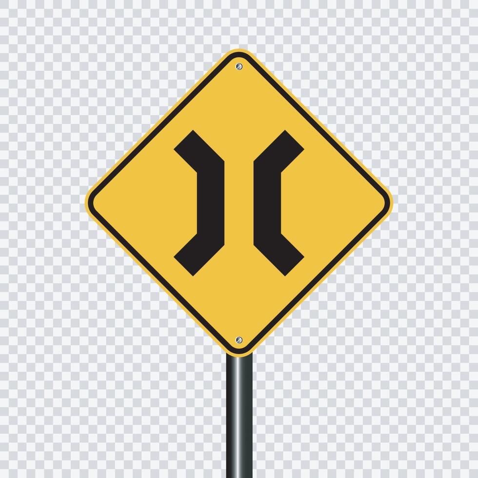 Approaching narrow bridge sign vector