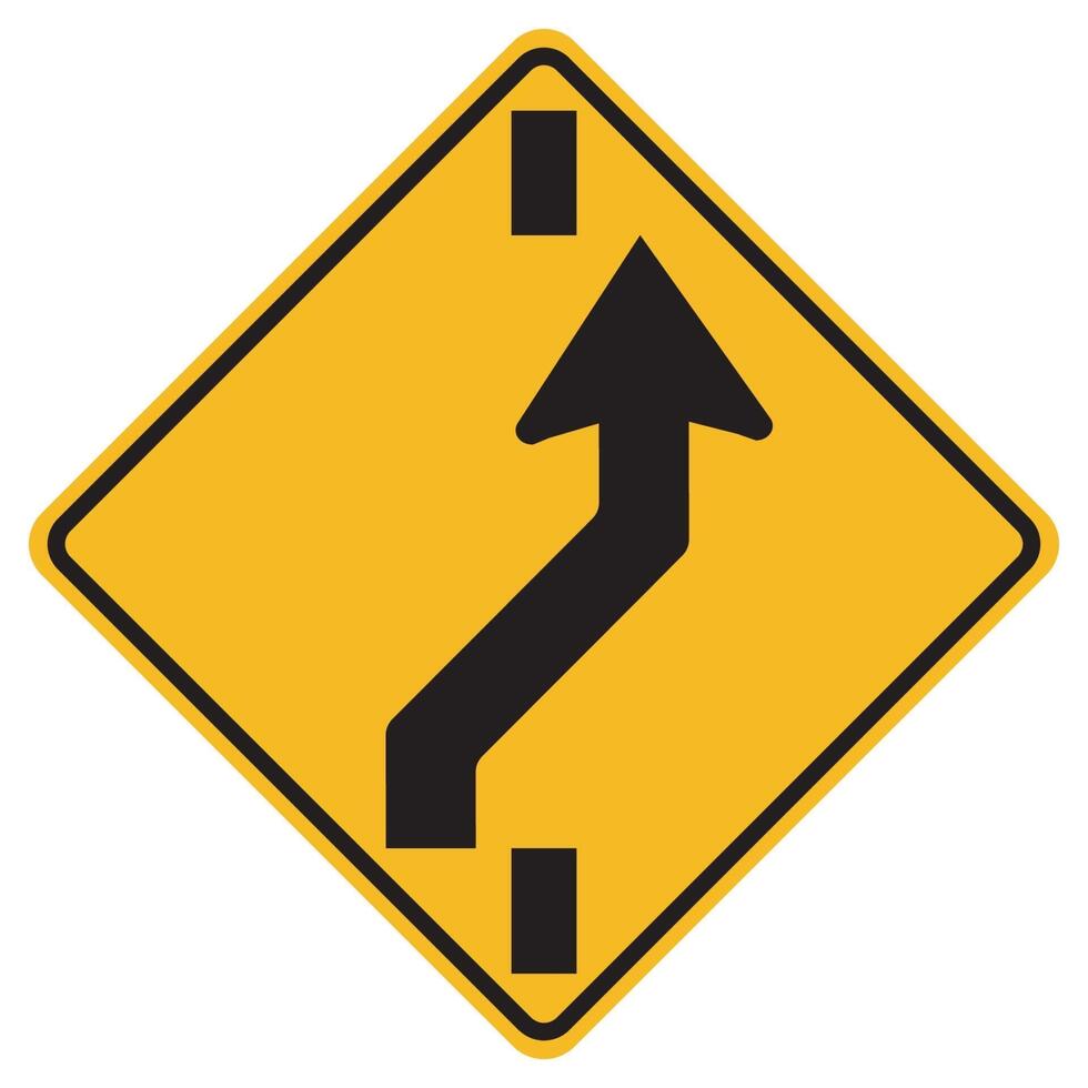 Warning signs Shift to right carriageway on white background vector