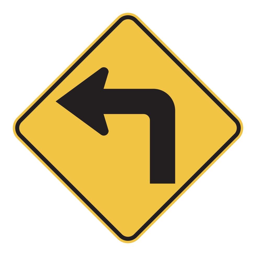 Left turn ahead traffic sign vector