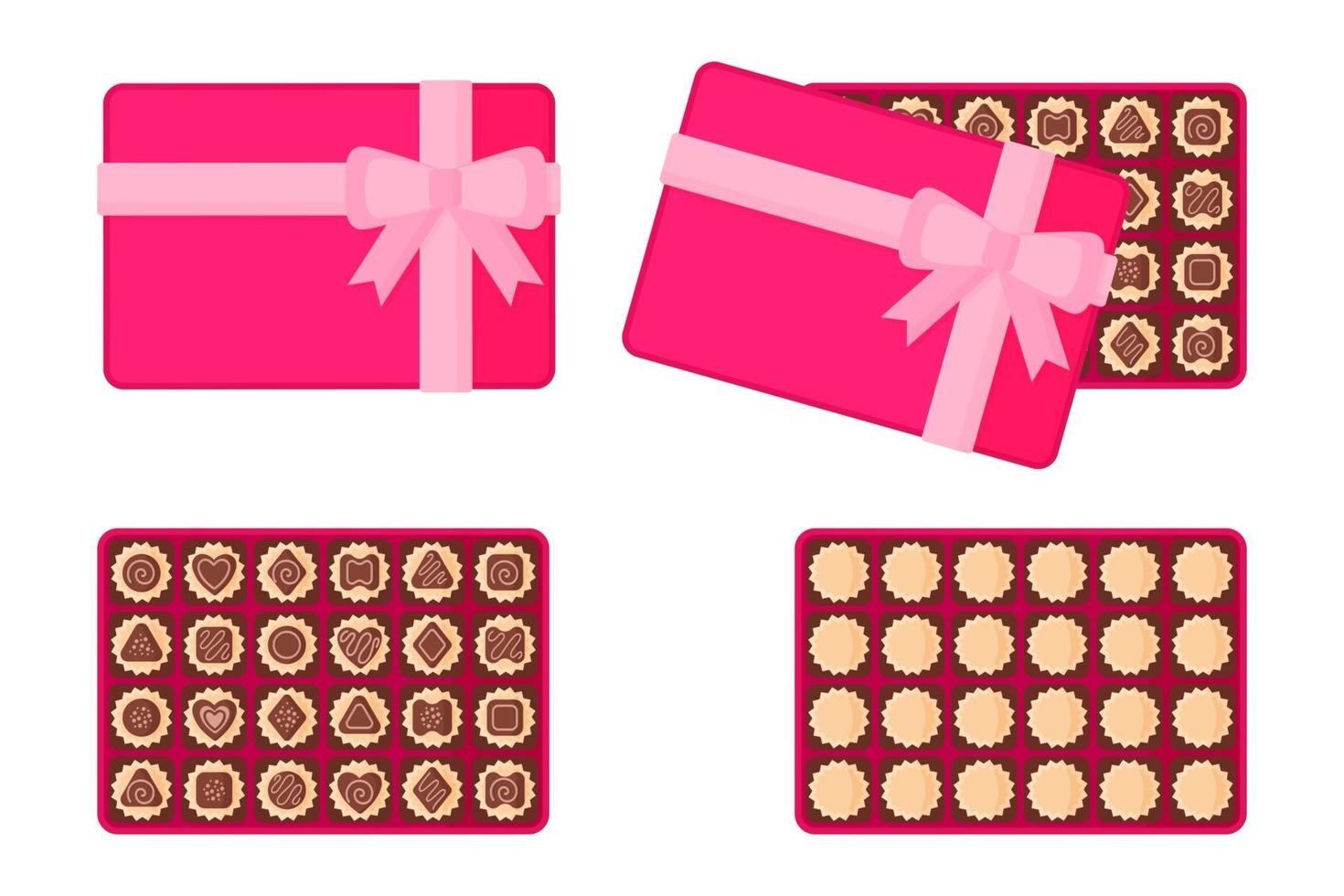 Rectangular pink box of chocolates for Valentine's Day. vector