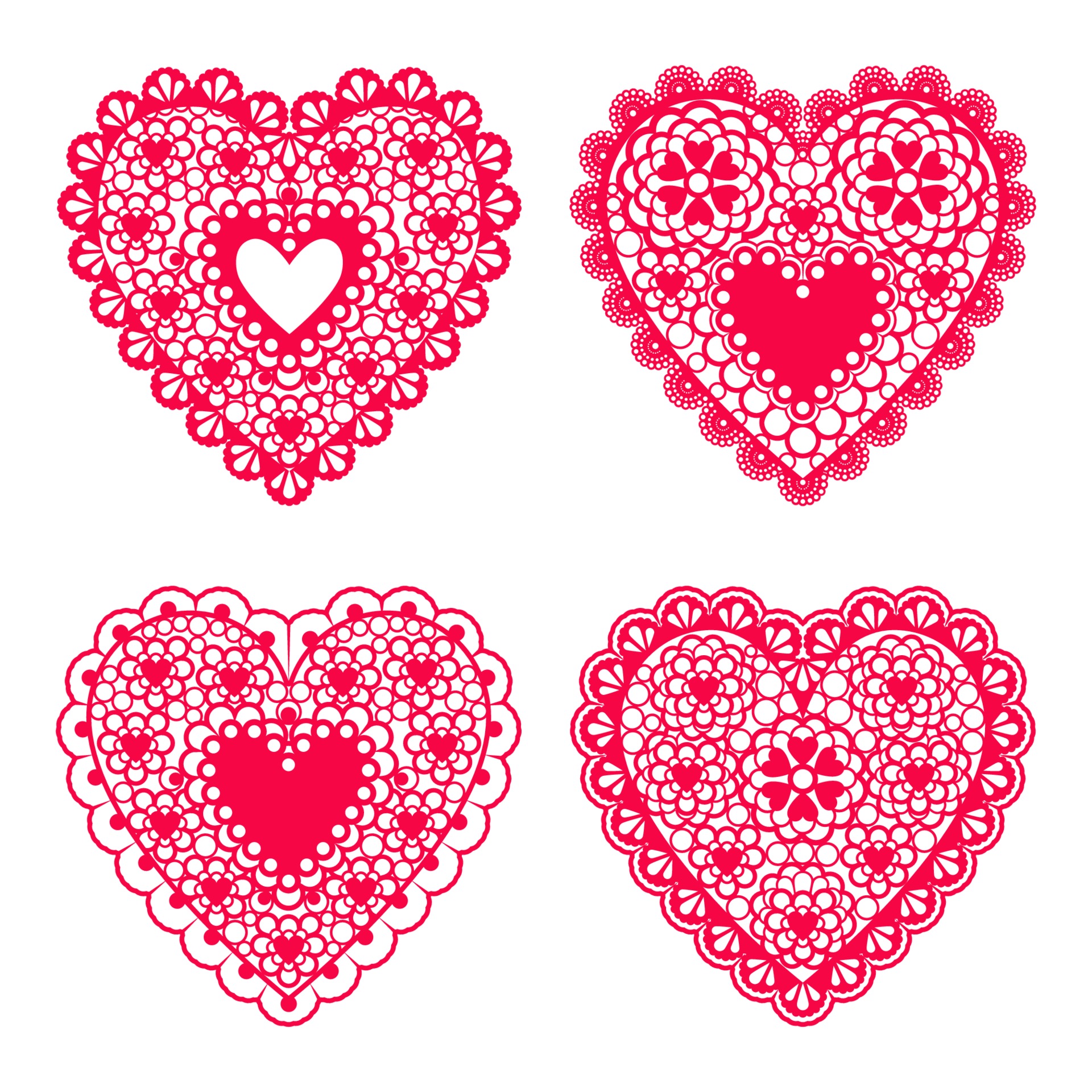 Set of lace hearts from paper for design element wedding or Valentine's Day  cards, invitations, etc. Vector flat design. 2301064 Vector Art at Vecteezy