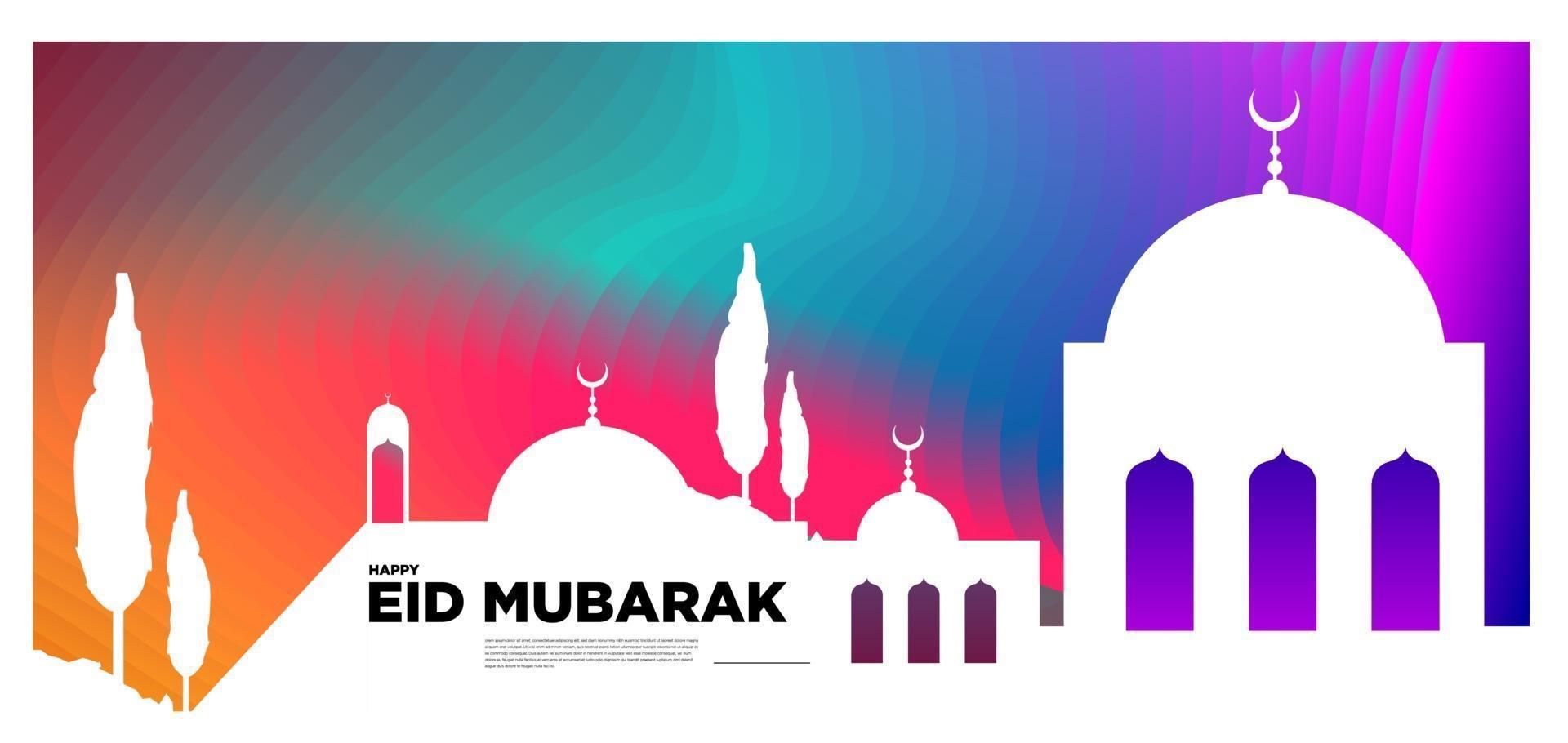 vector colorido banner de tarjeta de felicitación islámica y mubarak