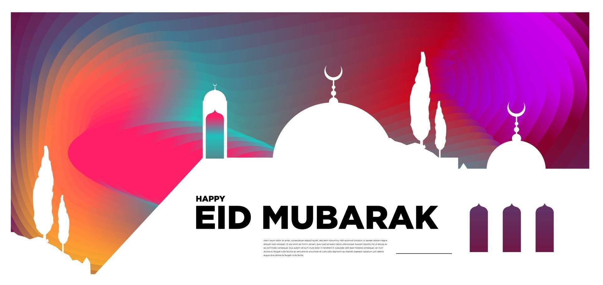 vector colorido banner de tarjeta de felicitación islámica y mubarak