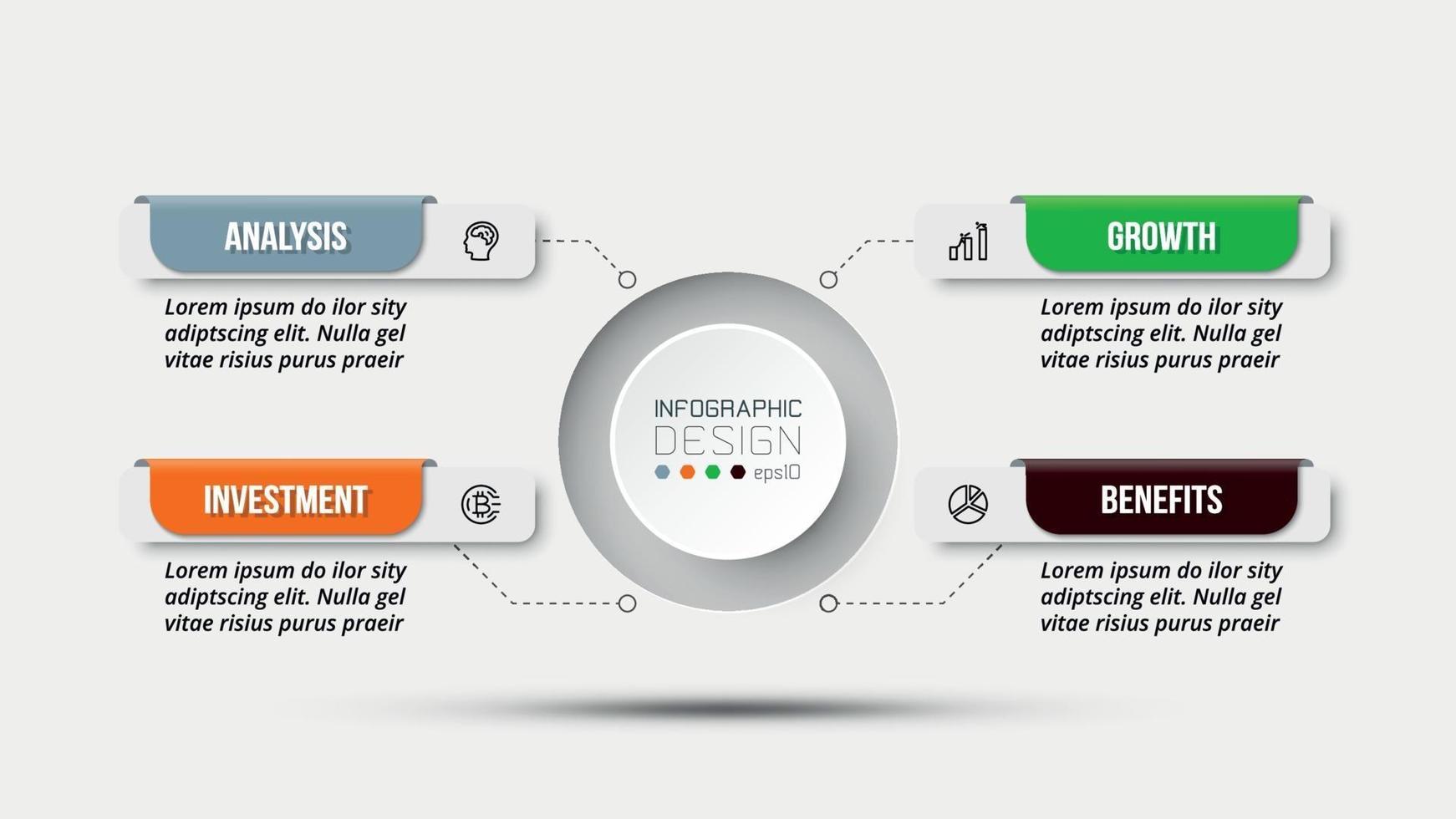 Plantilla de infografía de diagrama de negocios o marketing. vector