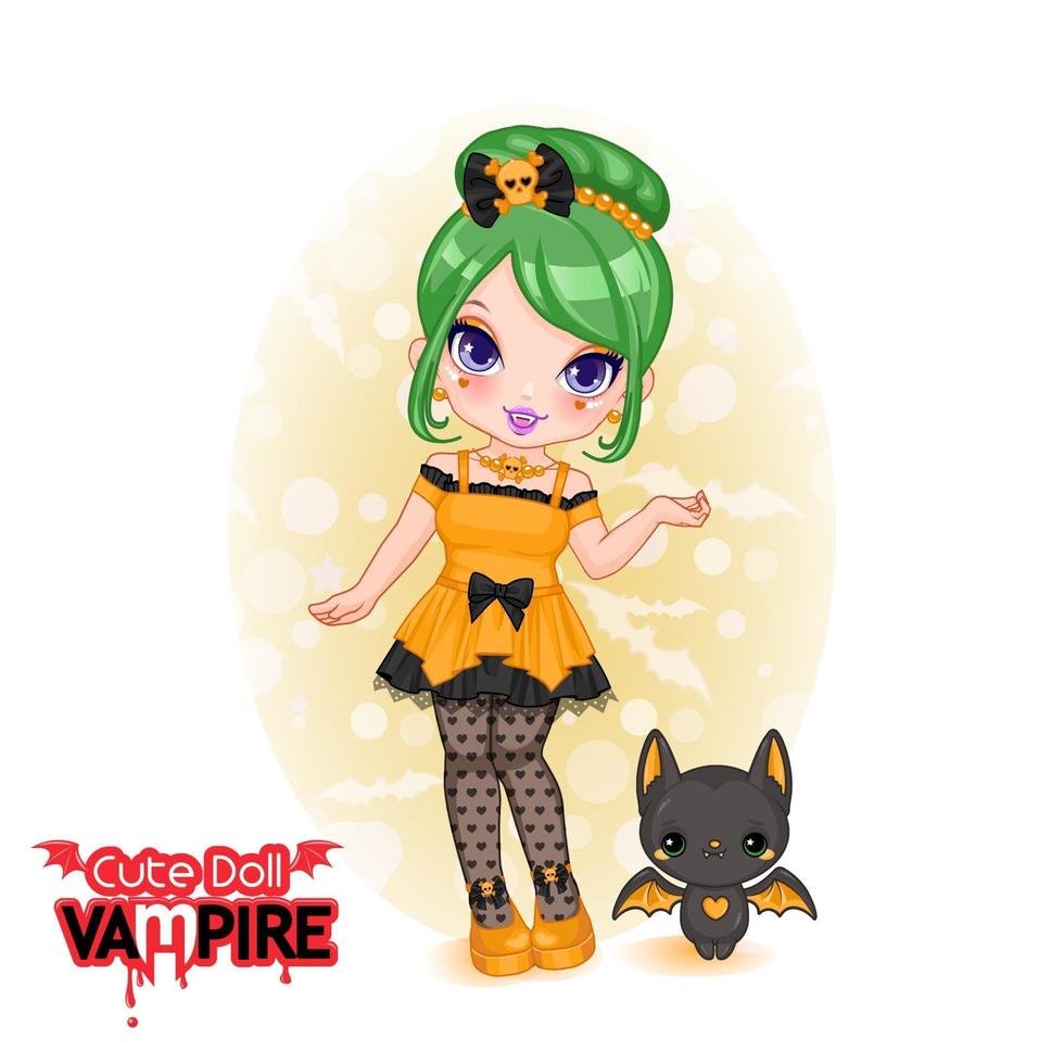 linda muñeca vampiro chibi girl vector