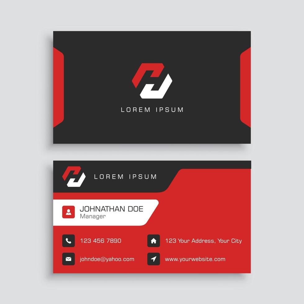 Futuristic Red Business Card Template vector