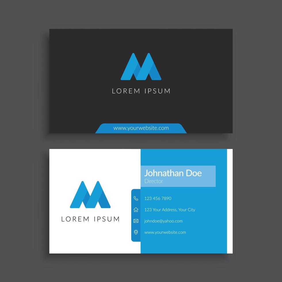 Professional Black and Blue Business Card Template vector