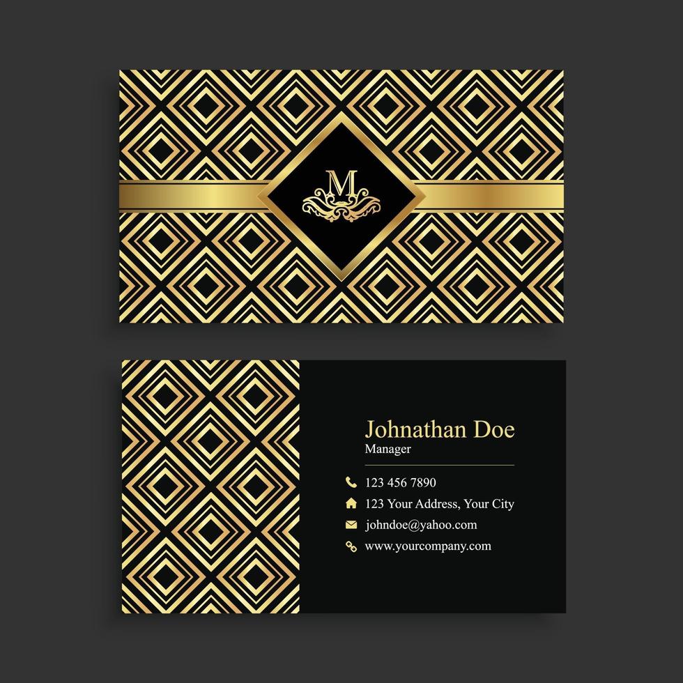 Elegant Golden Geometric Business Card Template vector