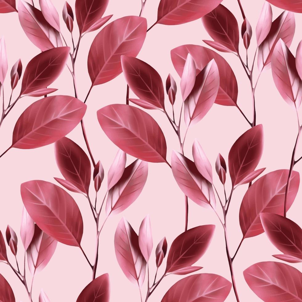 patrón floral transparente. fondo con hojas de color rosa. vector