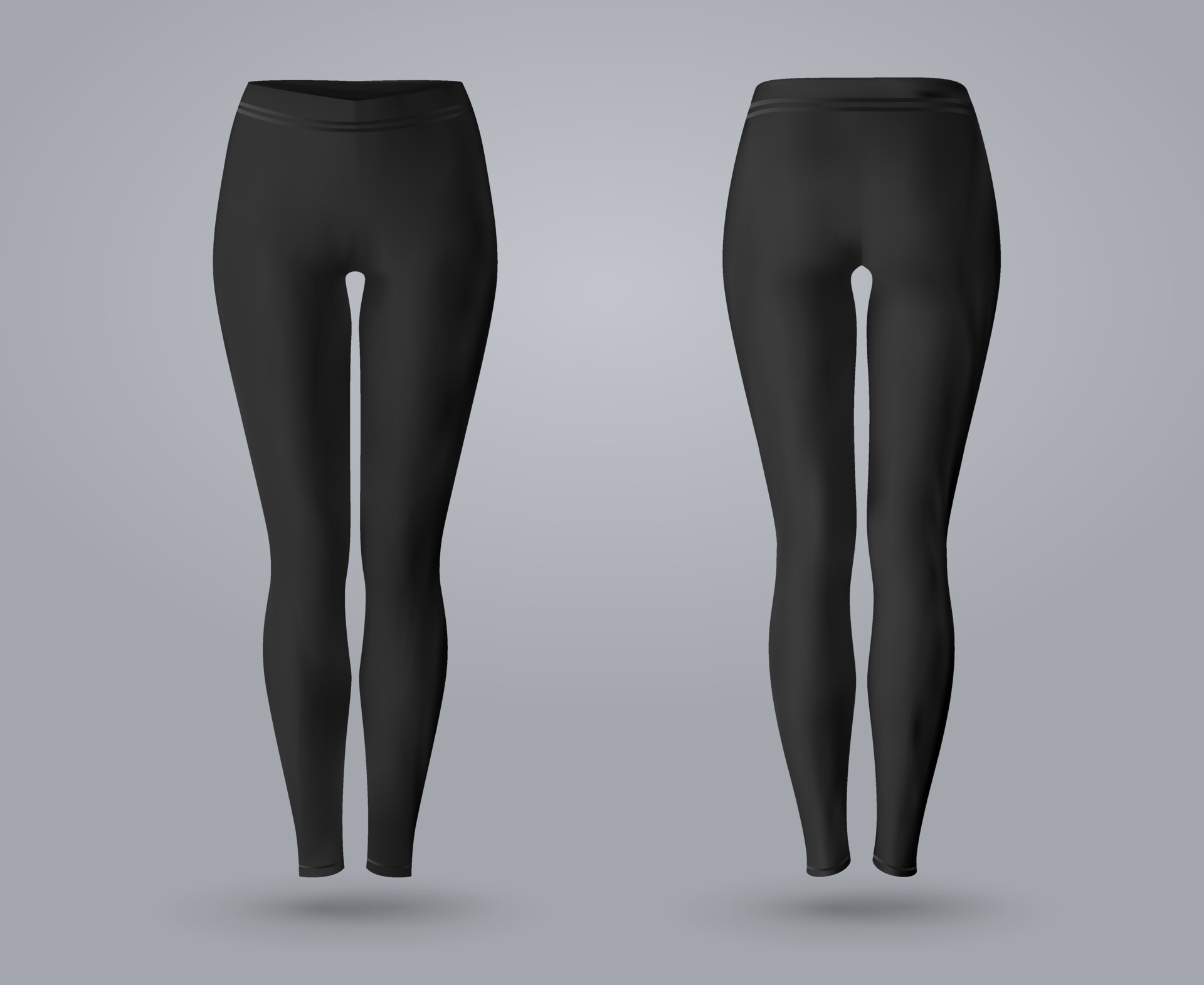 Women black leggings mockup in front and back view, isolated on a gray  background. 3D realistic vector illustration 2301260 Vector Art at Vecteezy