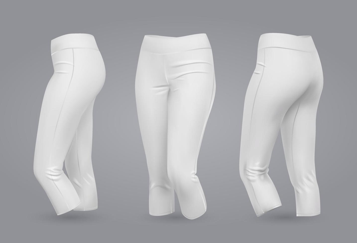 Women leggings mockup in front and back view, isolated on a gray background. 3D realistic vector illustration