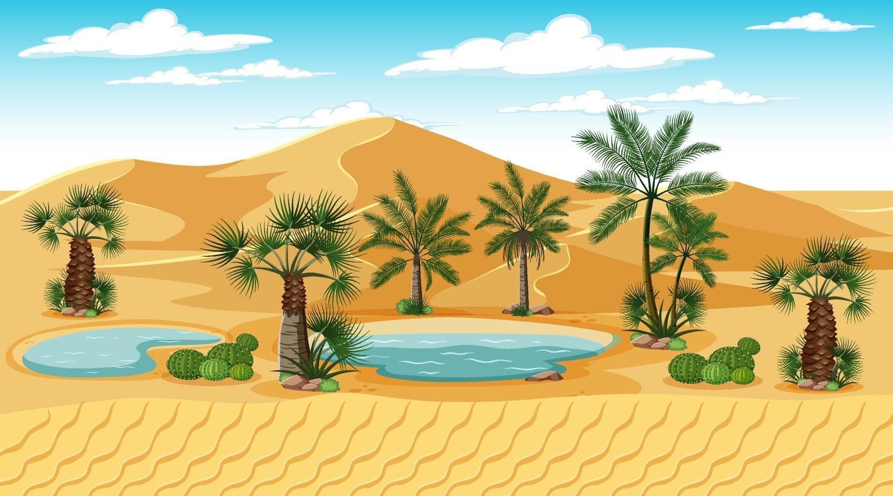 Desert forest landscape at day time scene with oasis vector