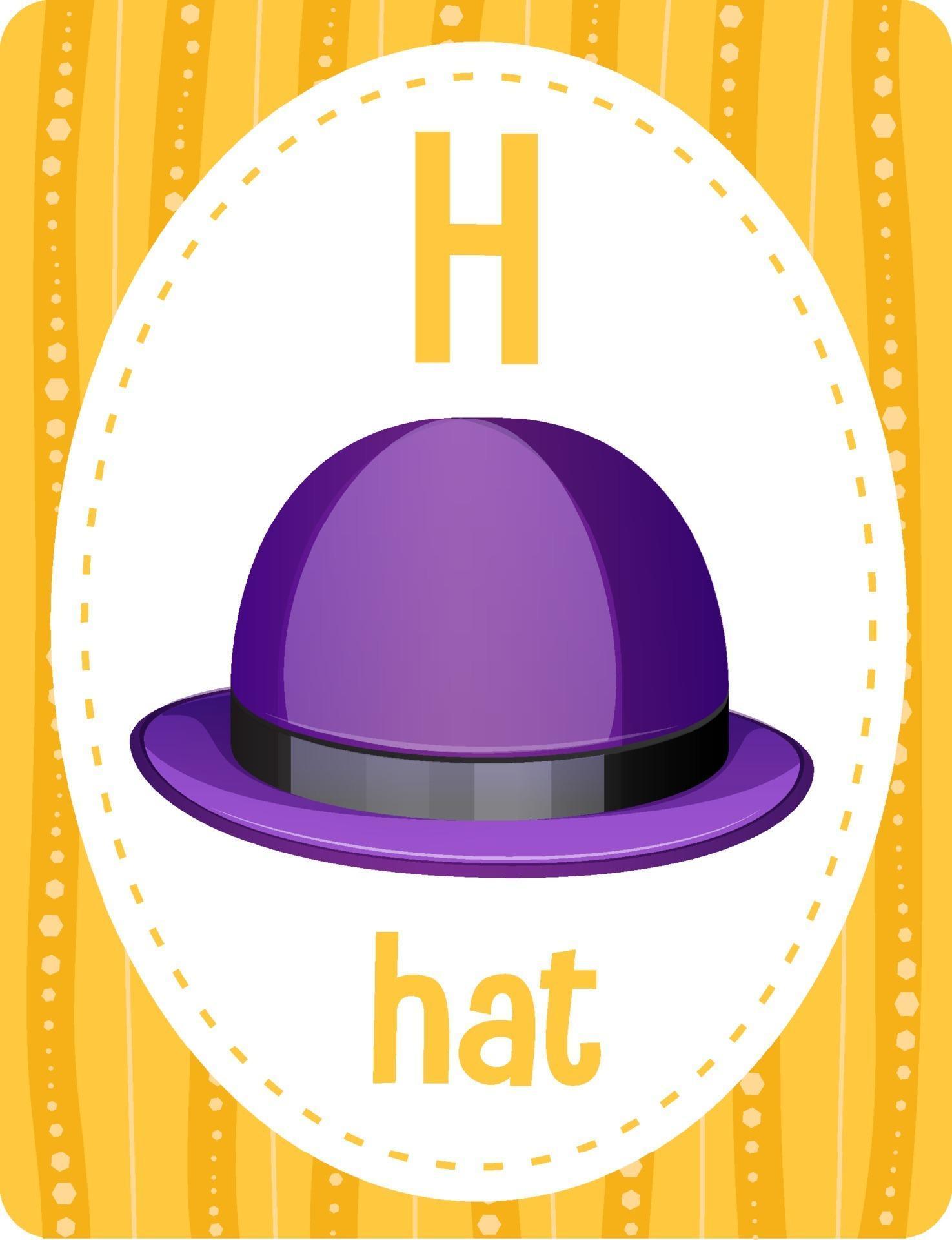 Alphabet flashcard with letter H for Hat 2301555 Vector Art at Vecteezy