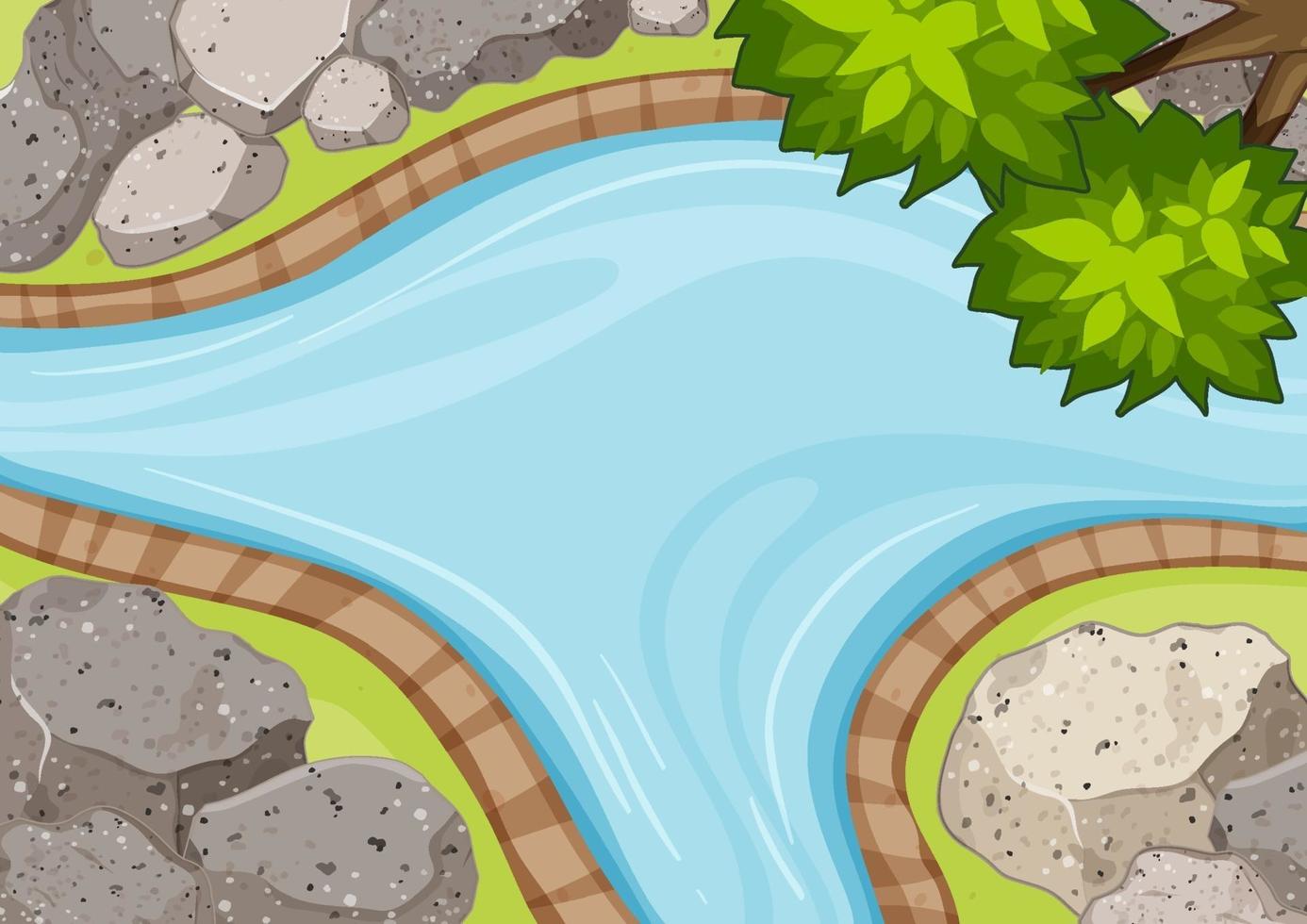 Aerial view of river close up with park element vector