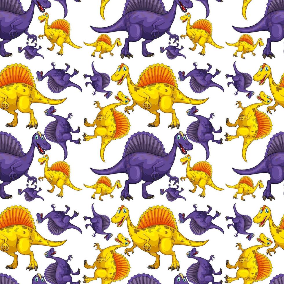 Seamless pattern with fantasy dinosaurs cartoon vector