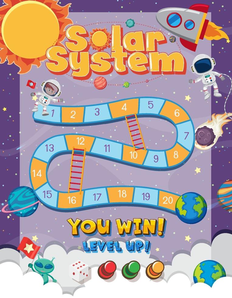 Board Game for kids in outer space style template vector