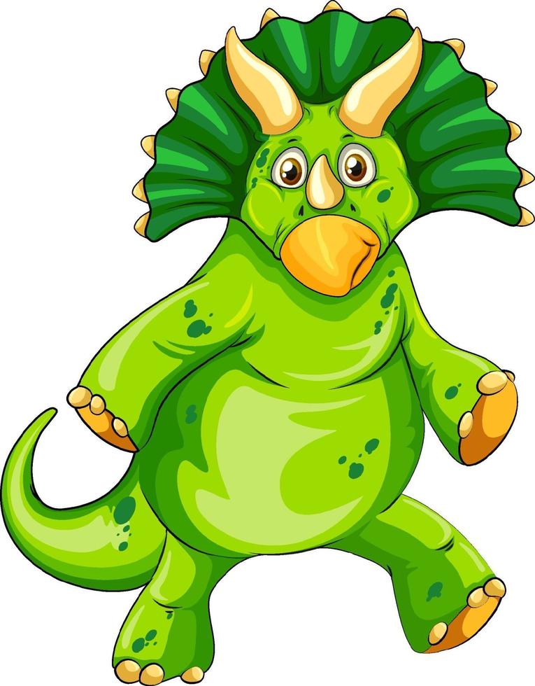 un personaje de dibujos animados de dinosaurio triceratops vector