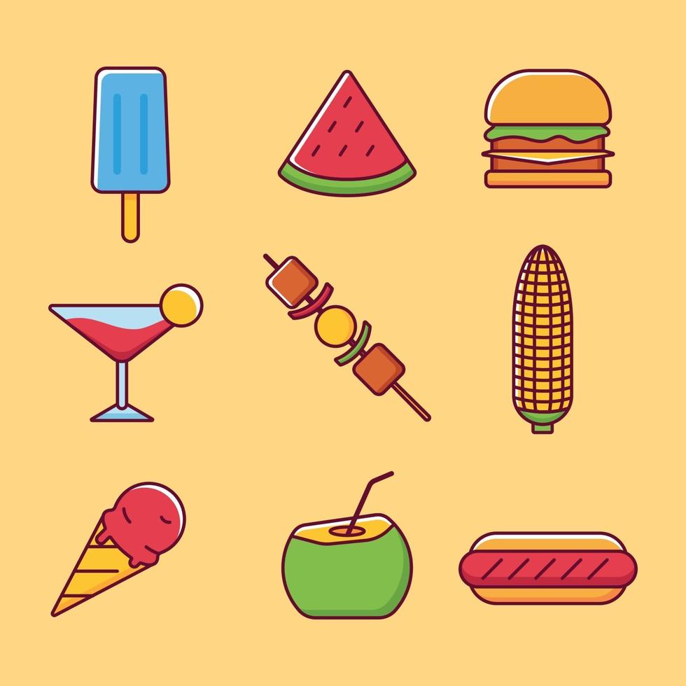 Summer Food Icon Collection vector