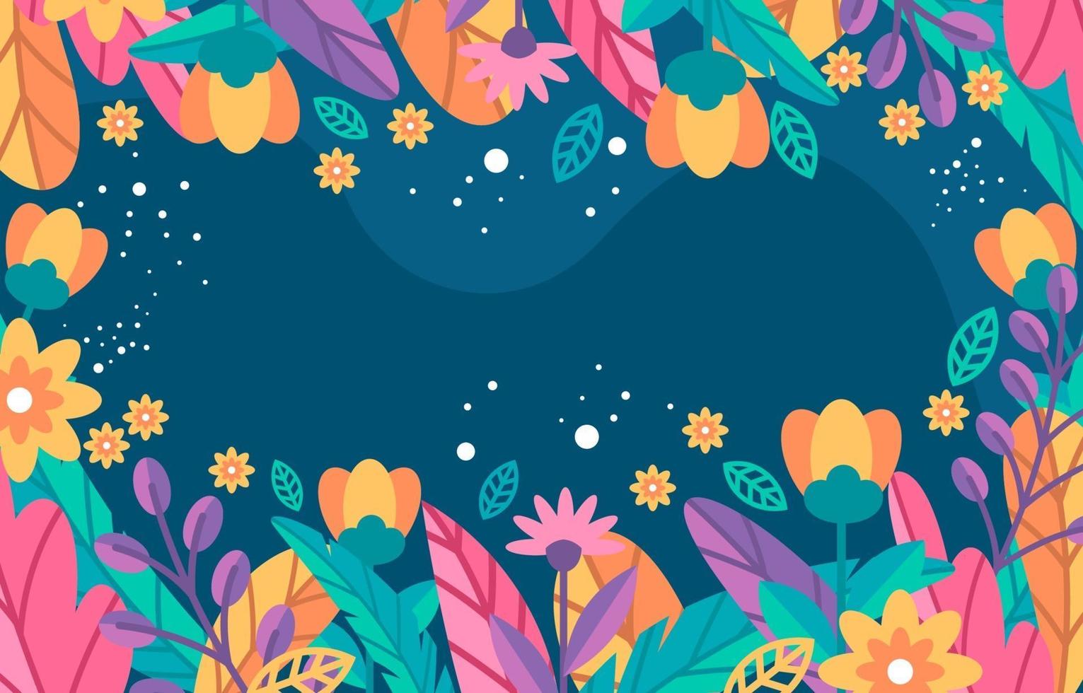 hermoso fondo colorido de flores y follajes vector