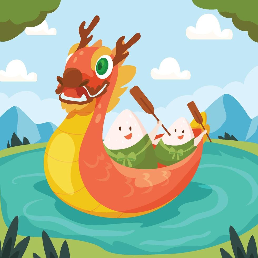 Dragon Boat Zongzi Background vector