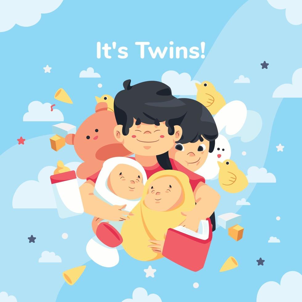 It's Twins Celebration Design Concept vector