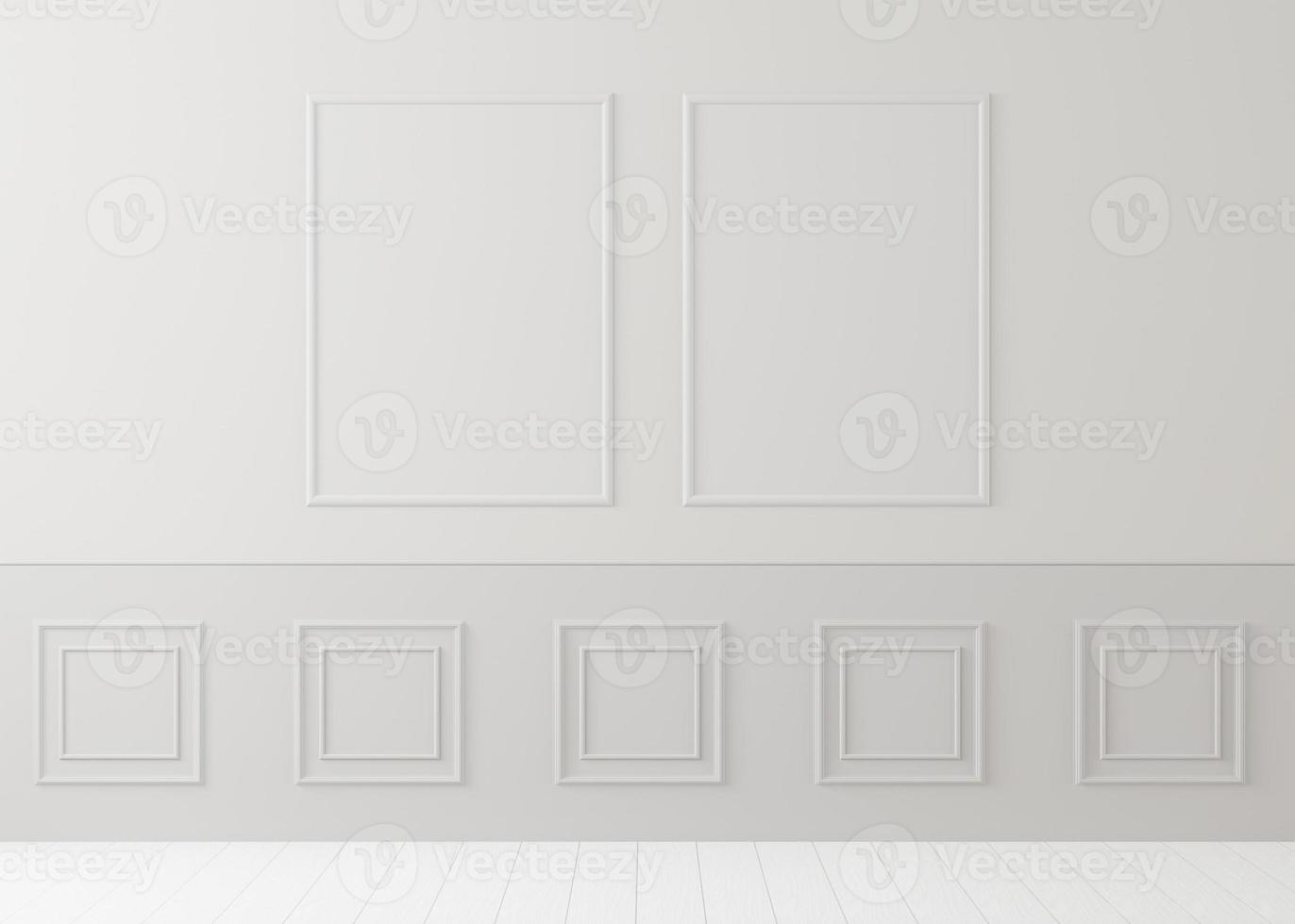 Interior with white wall  and wooden floor, 3d rendering photo
