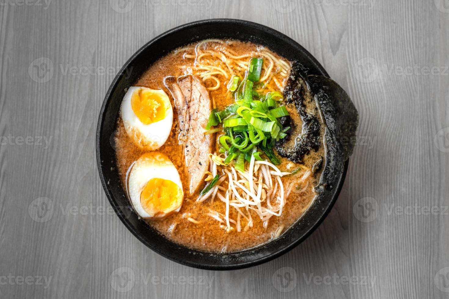 Bowl of mouth watering Japanese ramen for single serving photo