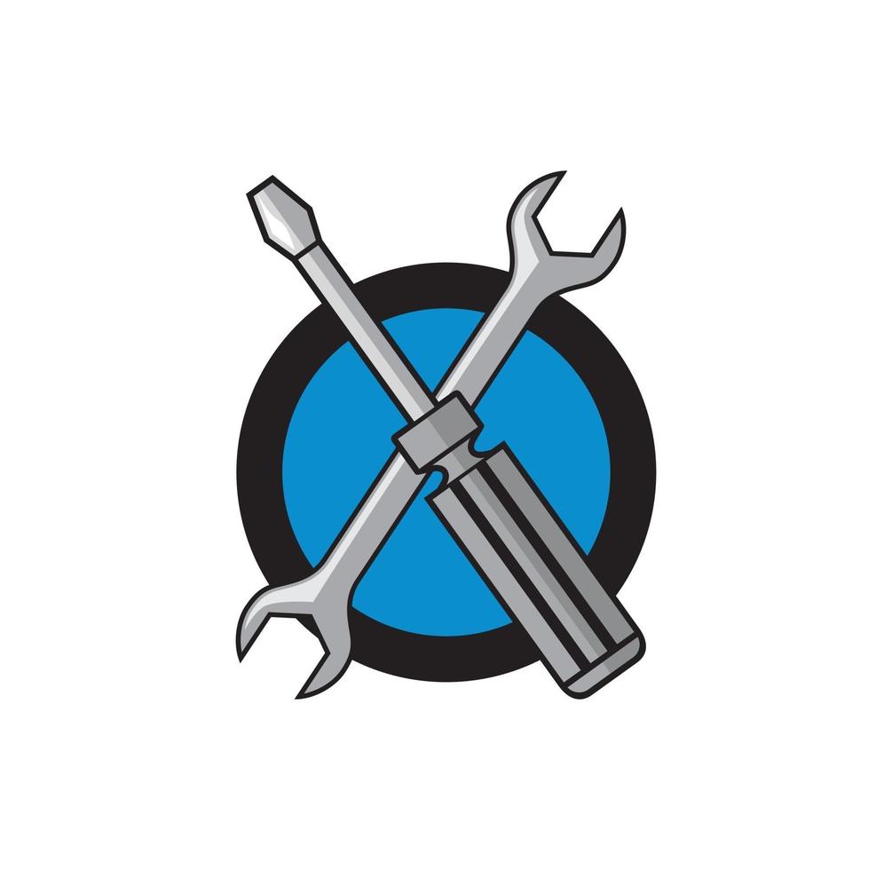 Wrench an screwdriver logo design vector