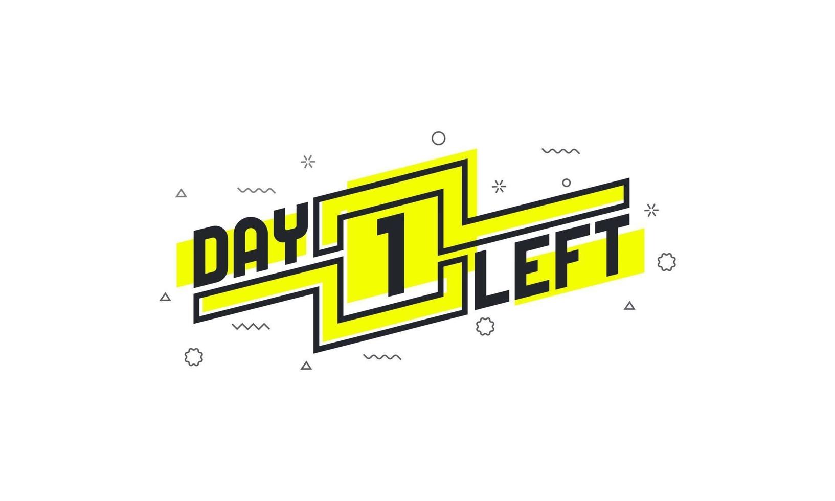 1 day left countdown sign for sale or promotion. vector