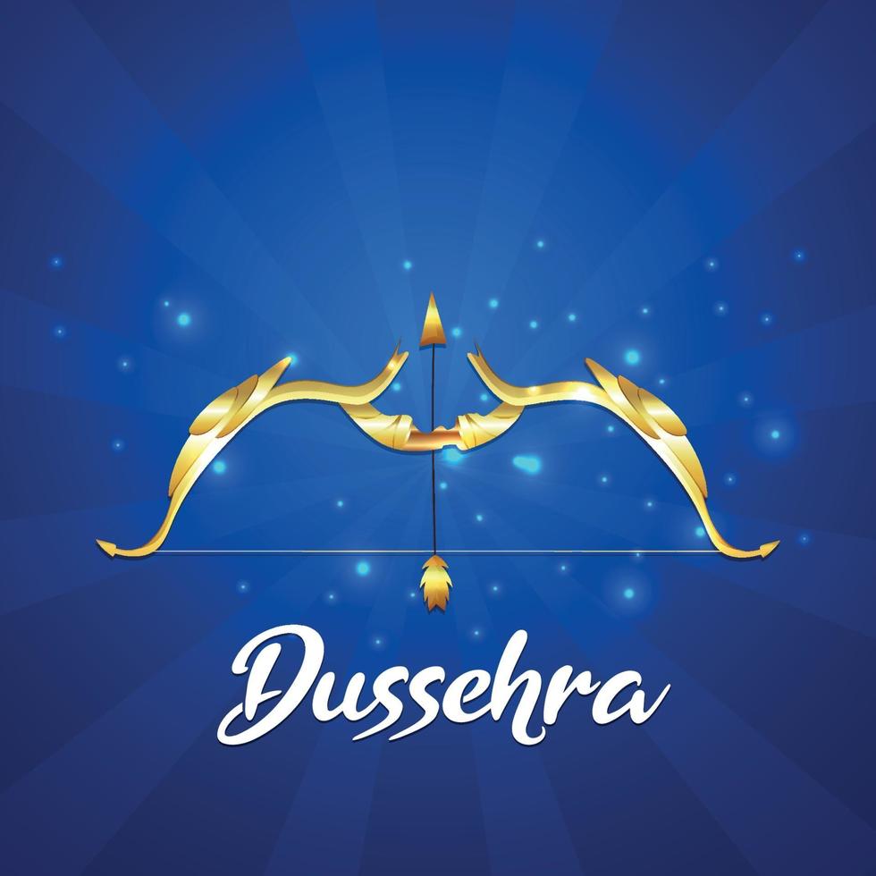 Happy dussehra indian festival vector illustration with creative Ravana and Rama bow with arrow