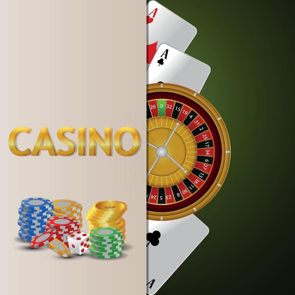 juego de casino con naipes vectoriales y máquinas tragamonedas y fichas de casino vector