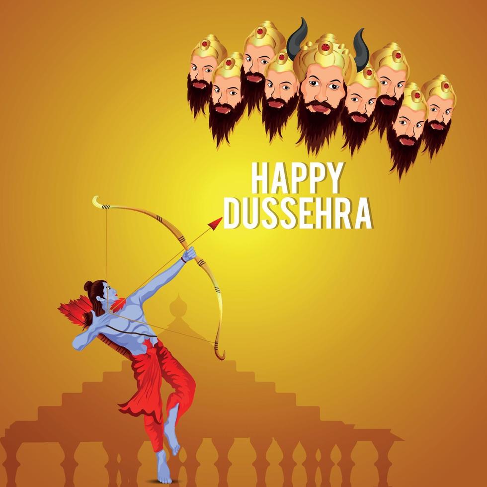 Vector illustration of shri rama and Ravana for happy dussehra background