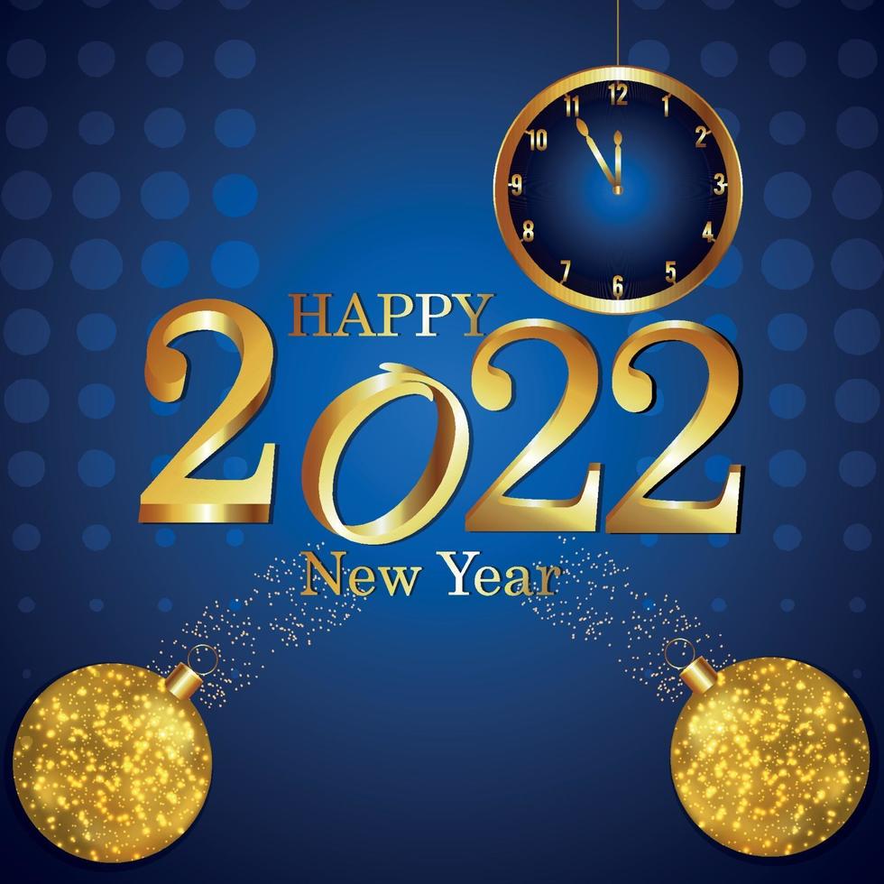 Happy new year invitation greeting card with wall clock with ...