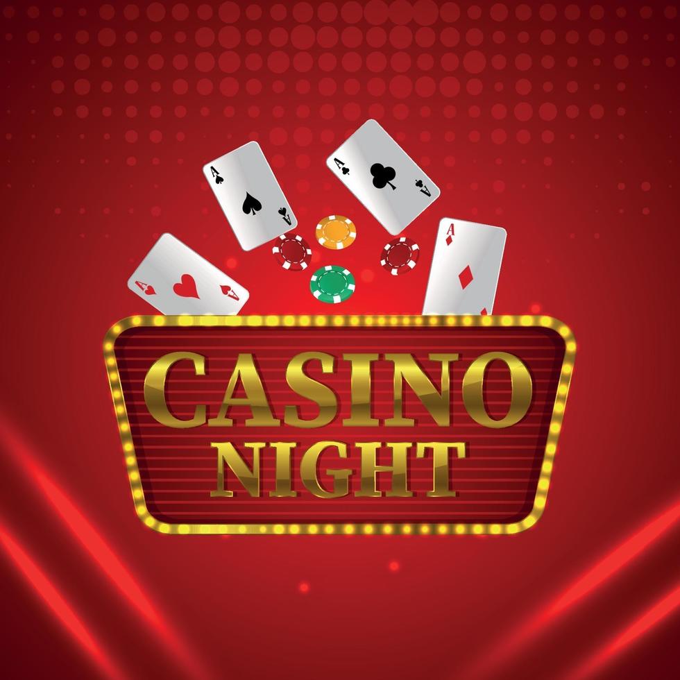 Golden text effect of casino gambling game with playing card with poker casino chips vector