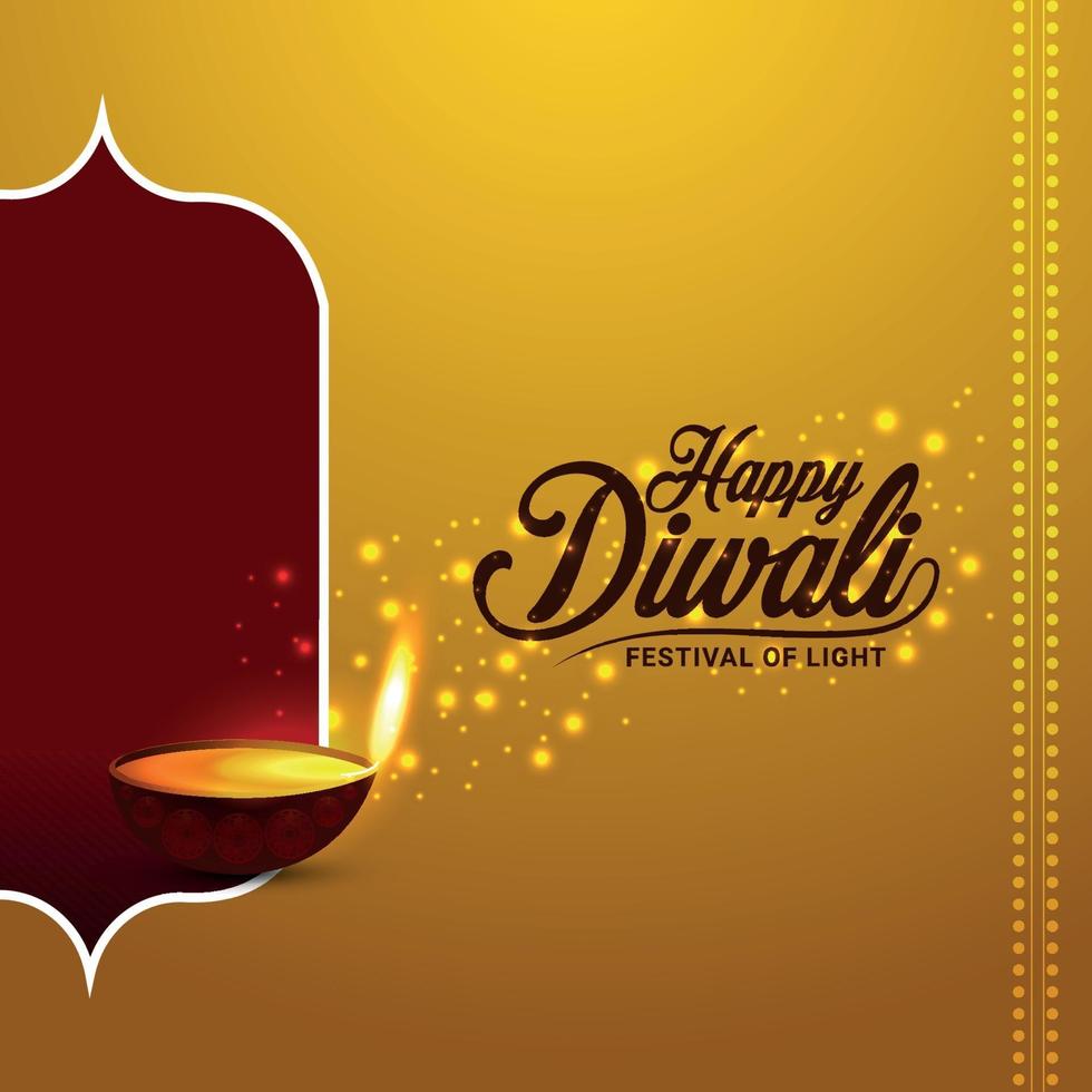 Happy diwali festival of light with vector diya