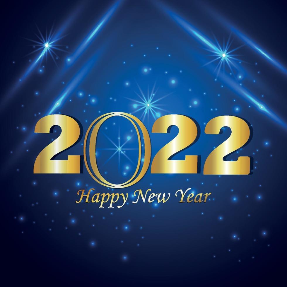 Tarjeta de felicitación de celebración de feliz año nuevo 2022 con texto dorado vector