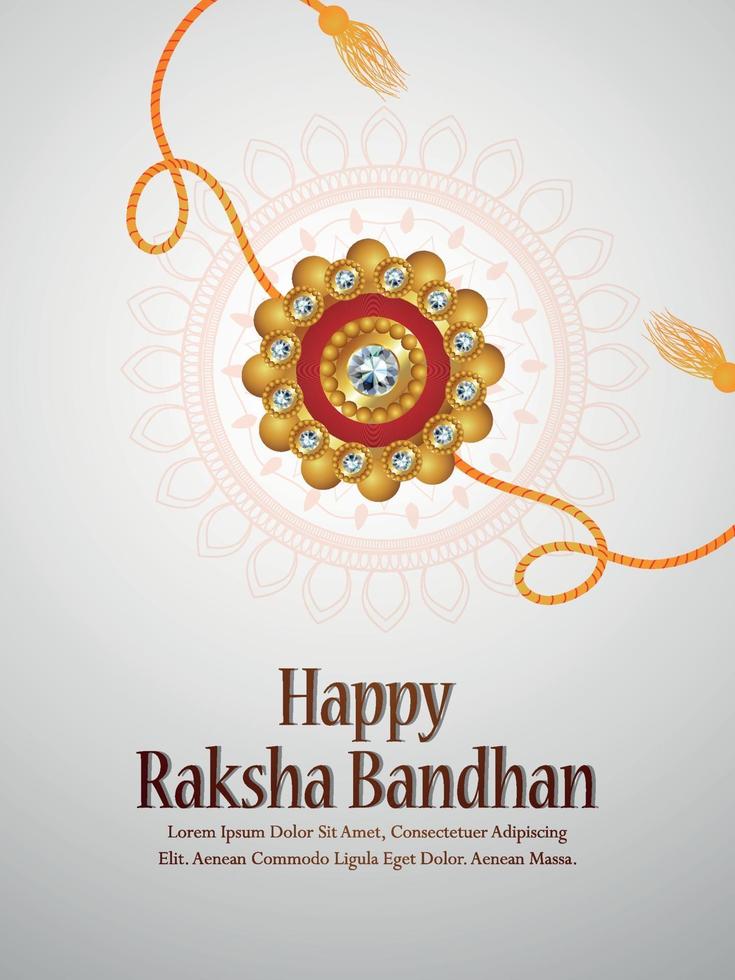 Folleto de invitación feliz raksha bandhan con rakhi creativo sobre fondo blanco vector