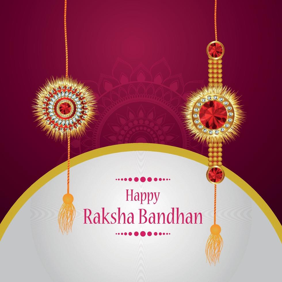 Happy raksha bandhan celebration greeting card with creative crystal rakhi vector