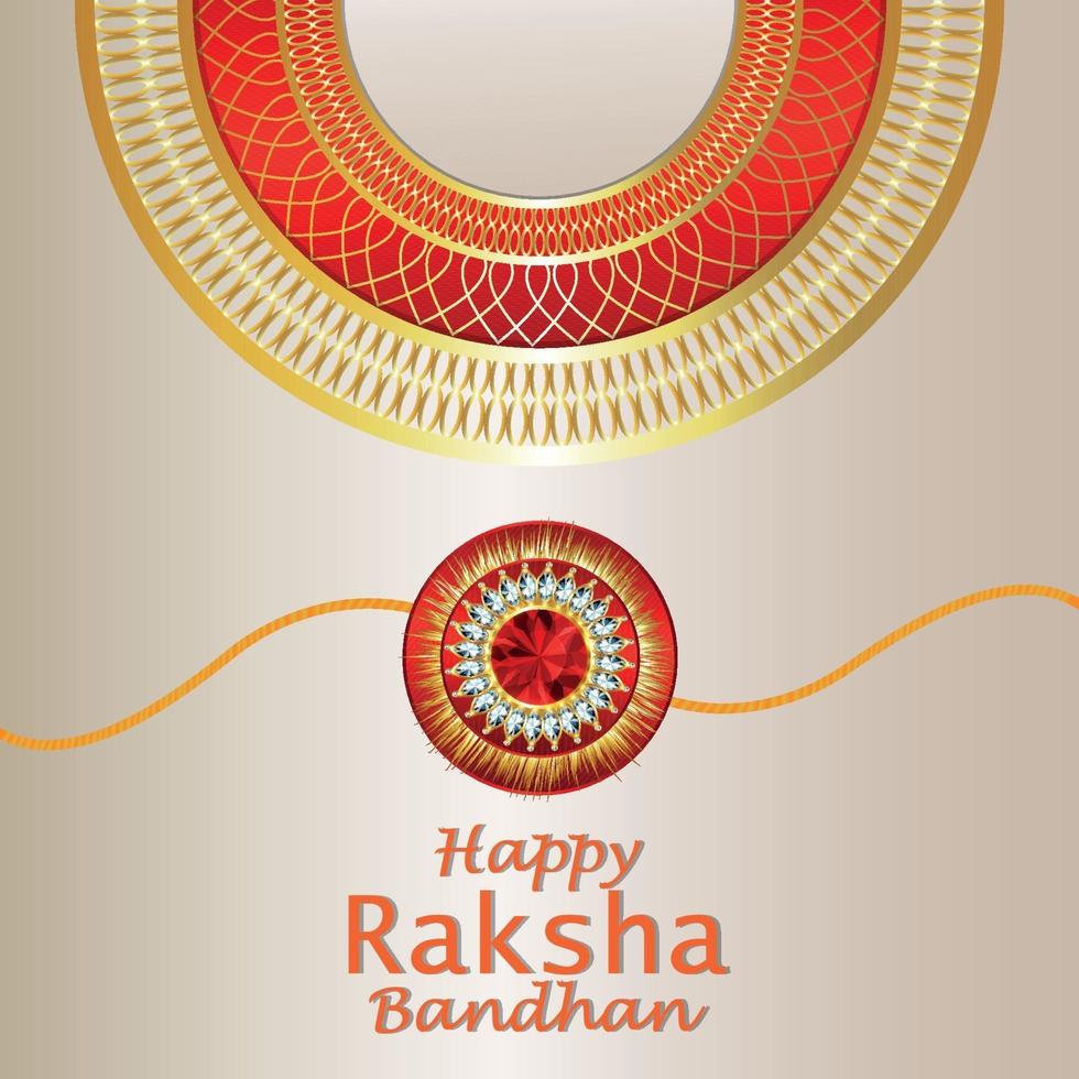 Happy raksha bandhan celebration greeting card with crystal rakhi on white background vector