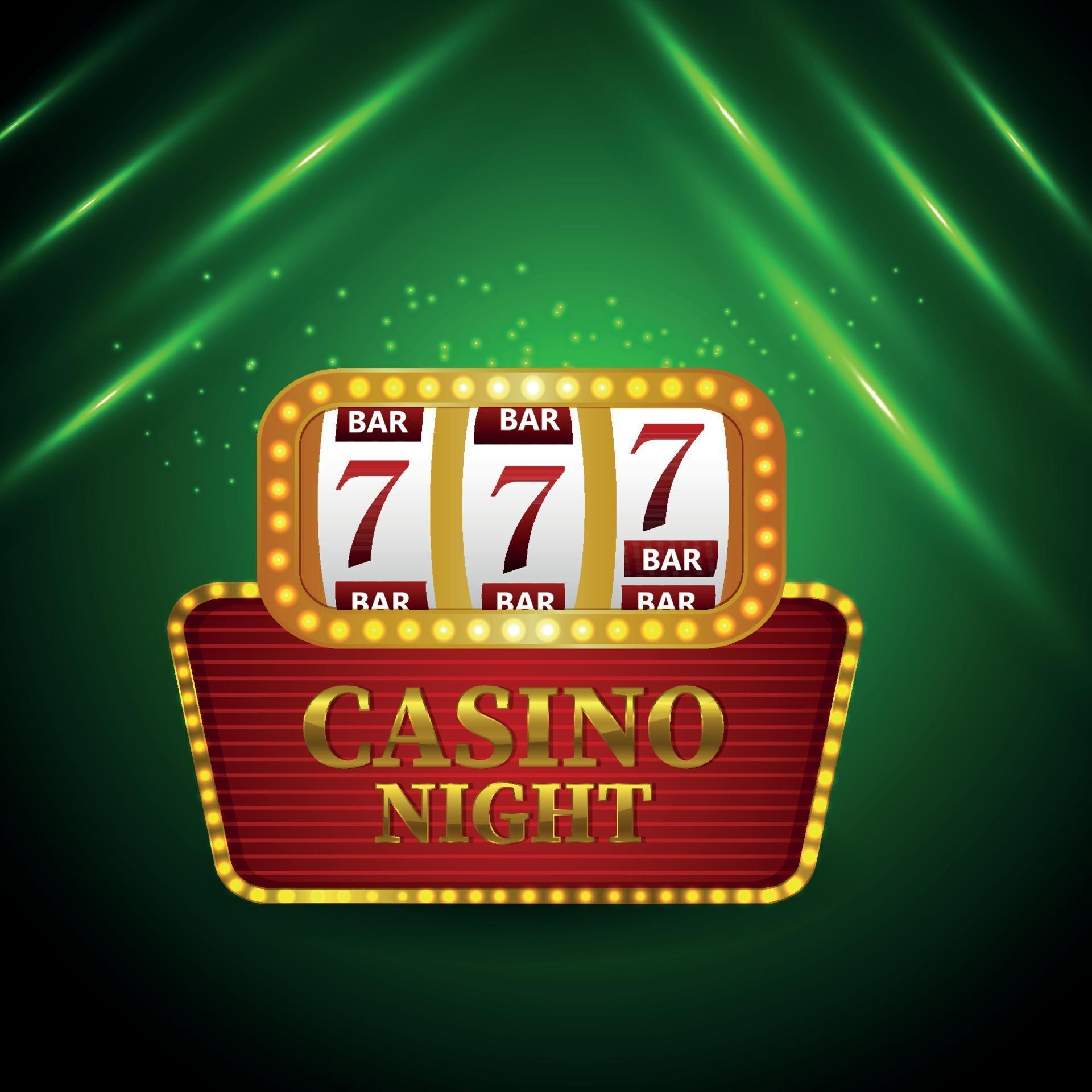 Casino online golden text effect with slot machine on green background