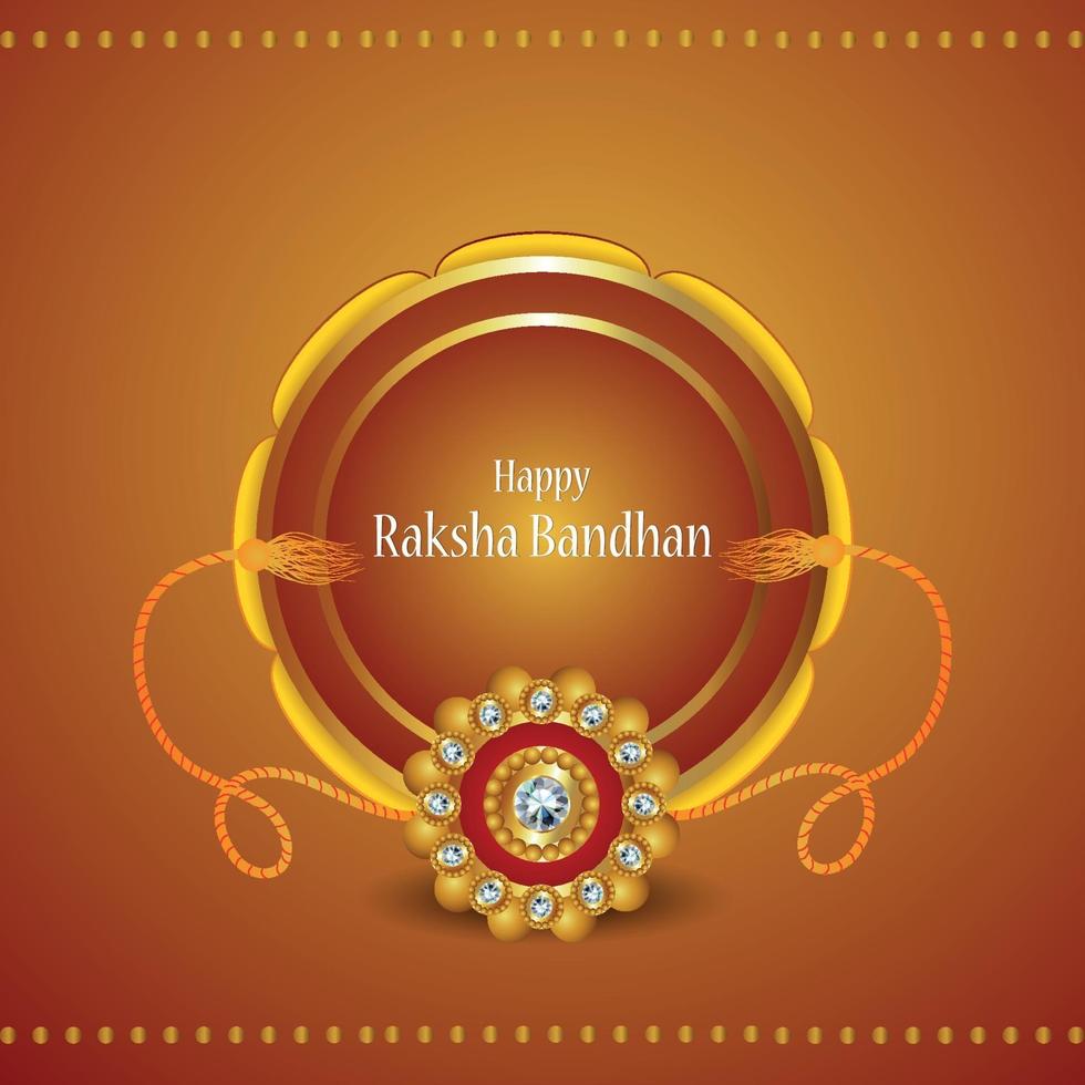Happy raksha bandhan vector illustration and background with realistic illustration of crystal rakhi