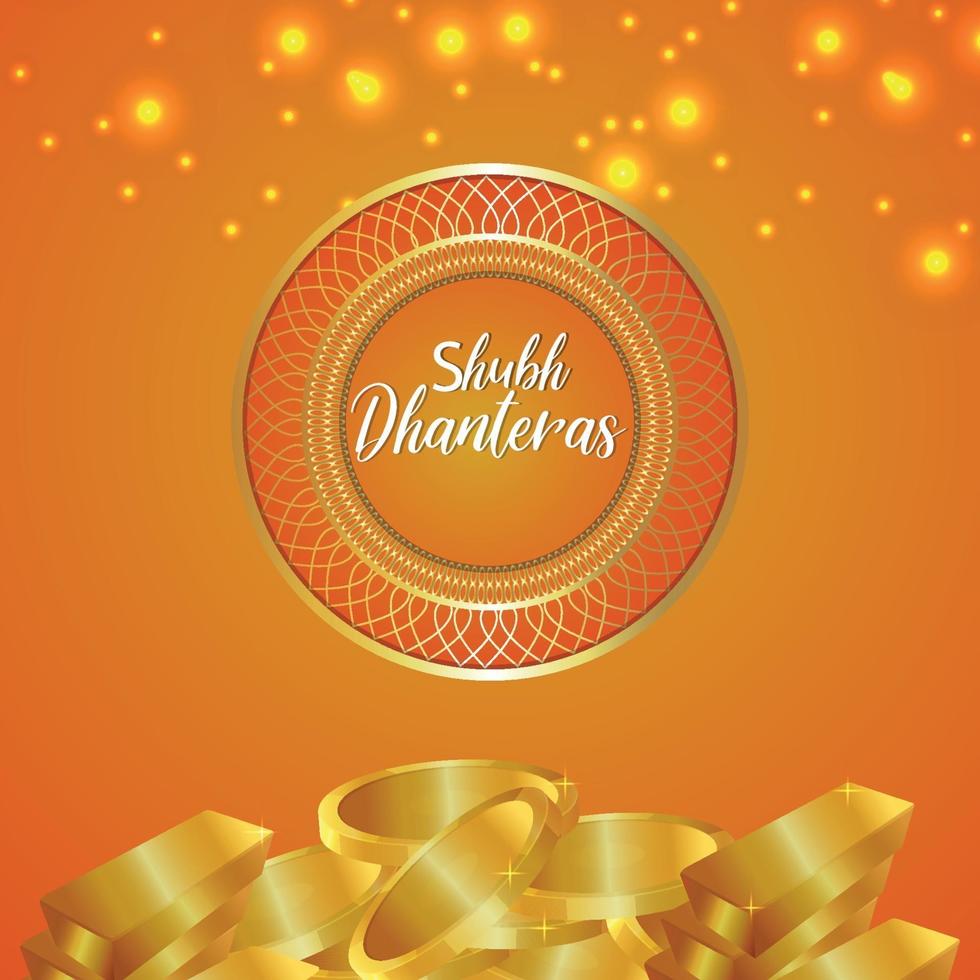 Indian festival of happy dhanteras invitation greeting  card vector