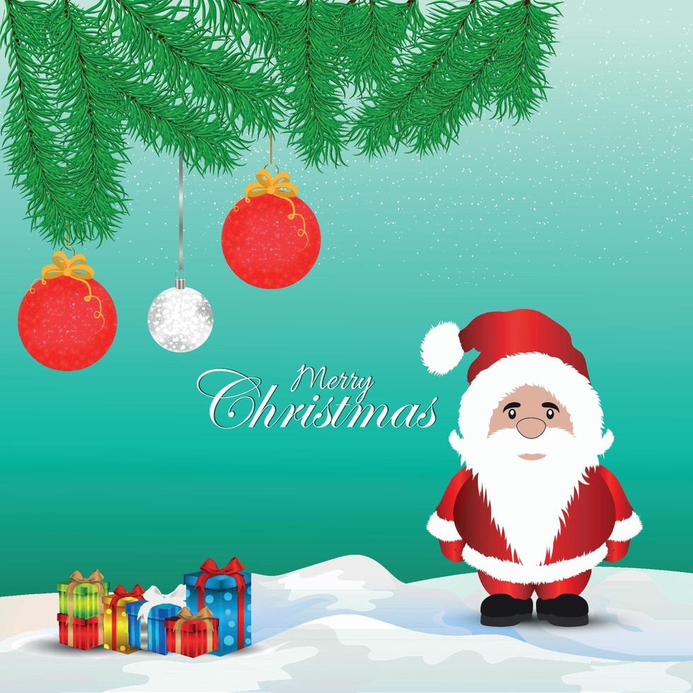 Merry christmas background with creative vector illustration of santa clous