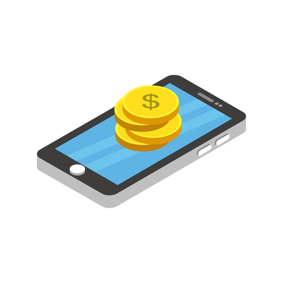 Isometric Donate Money Online On Smartphone vector