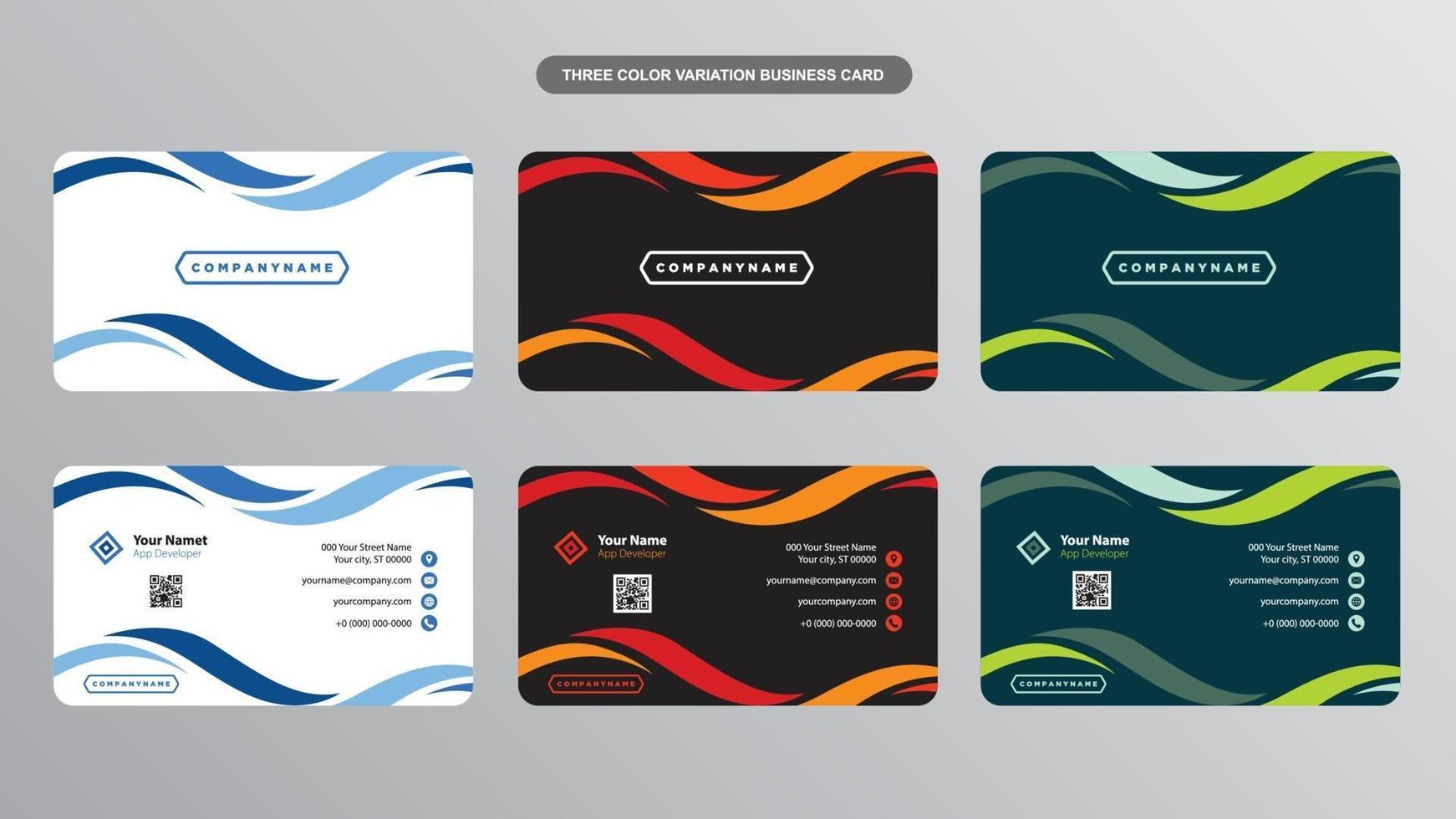 Modern Swirl Curves Colorful Business Card Set vector