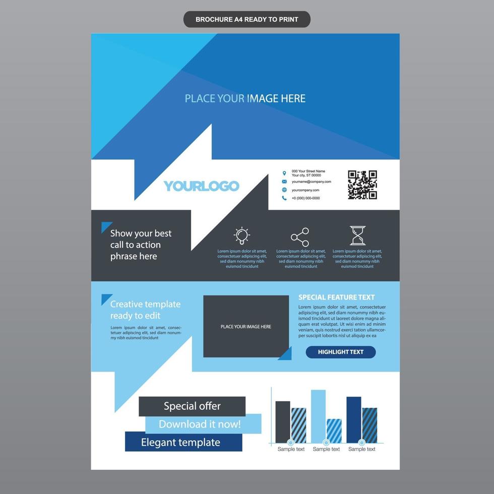 Vibrant Modern Blue Business Brochure Template vector