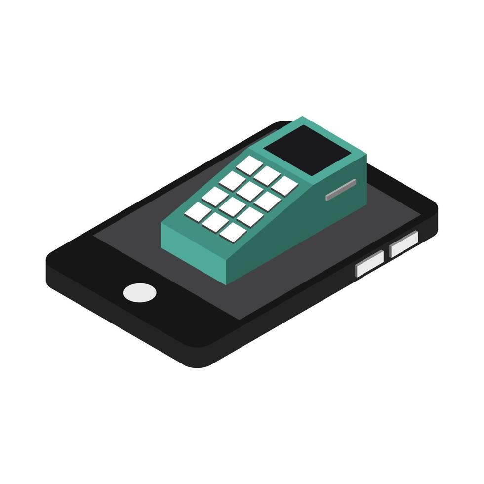 Pos Terminal On Isometric Smartphone vector