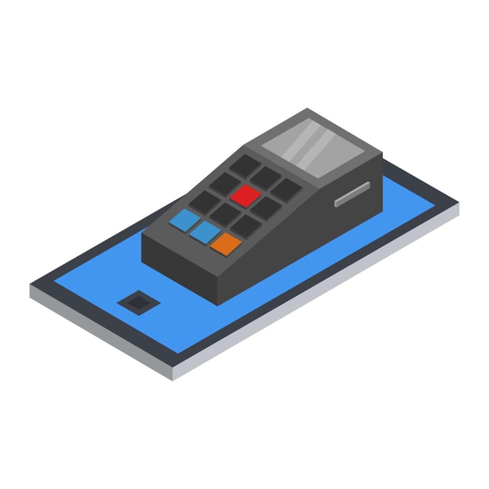 Pos Terminal On Isometric Smartphone vector